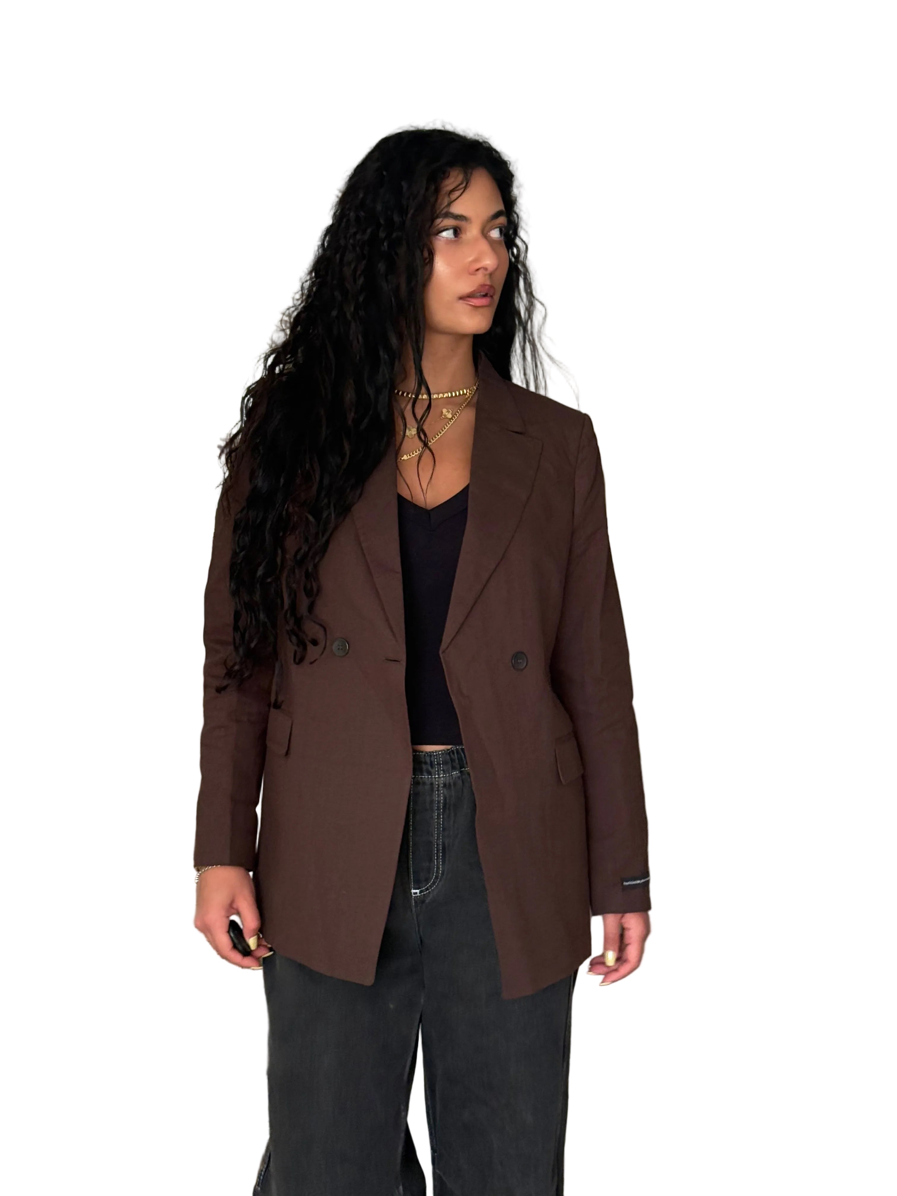 Chocolate linen blazer