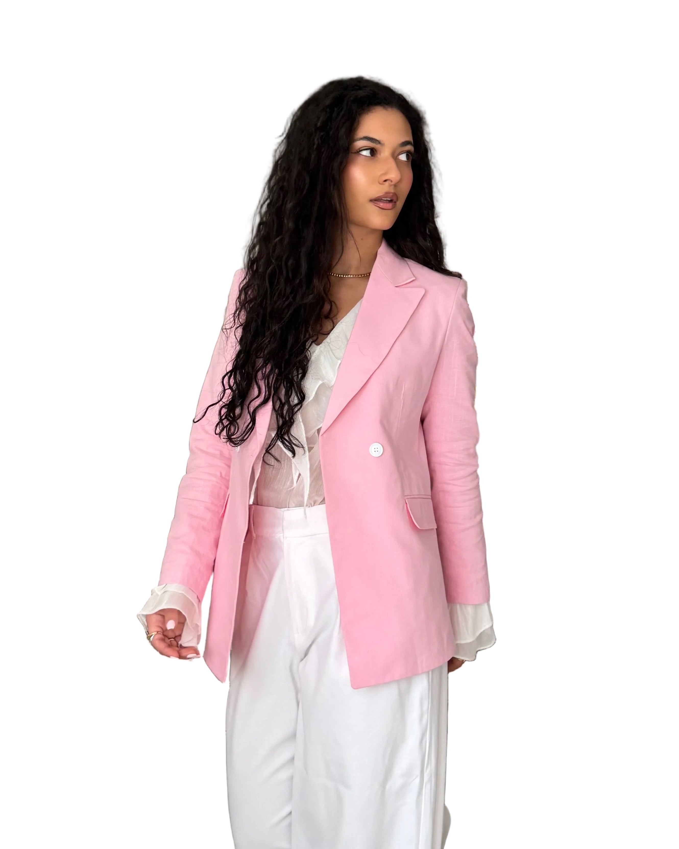 Rose linen blazer