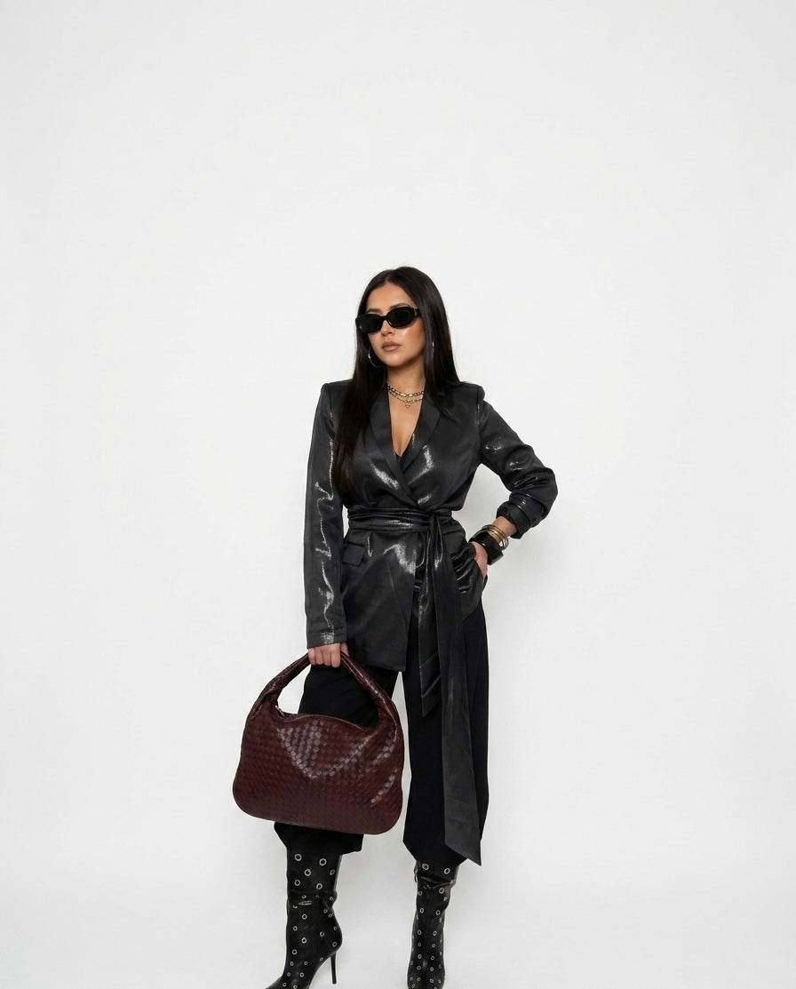 Black Satin Soirée Blazer