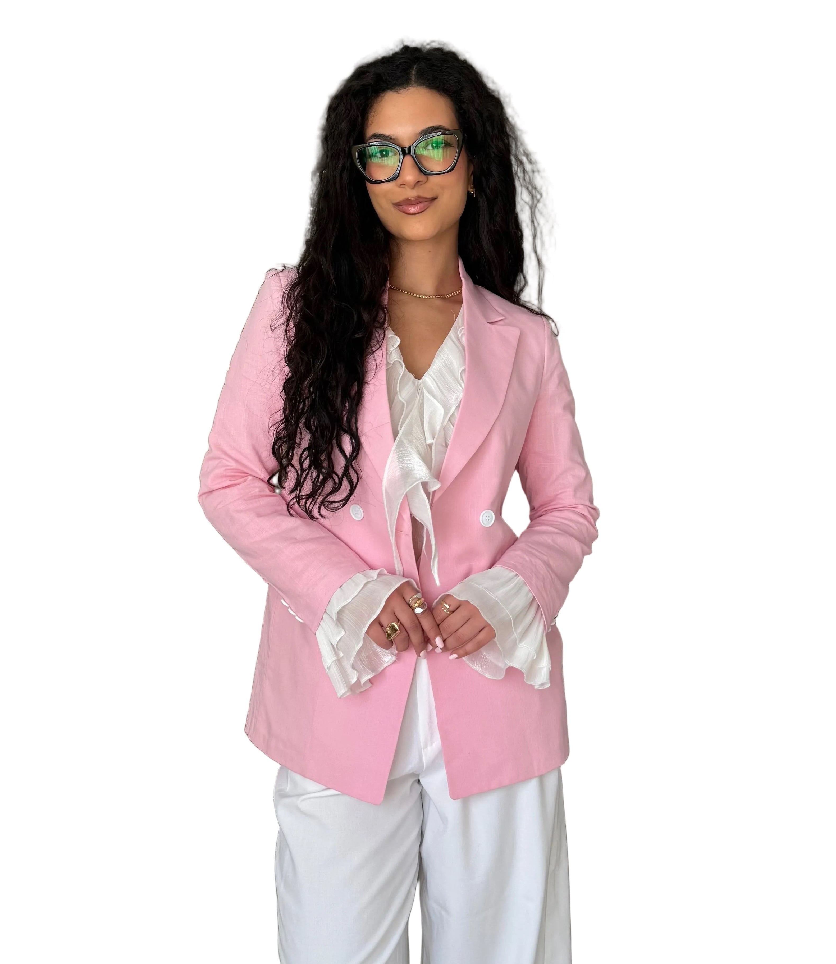 Rose linen blazer